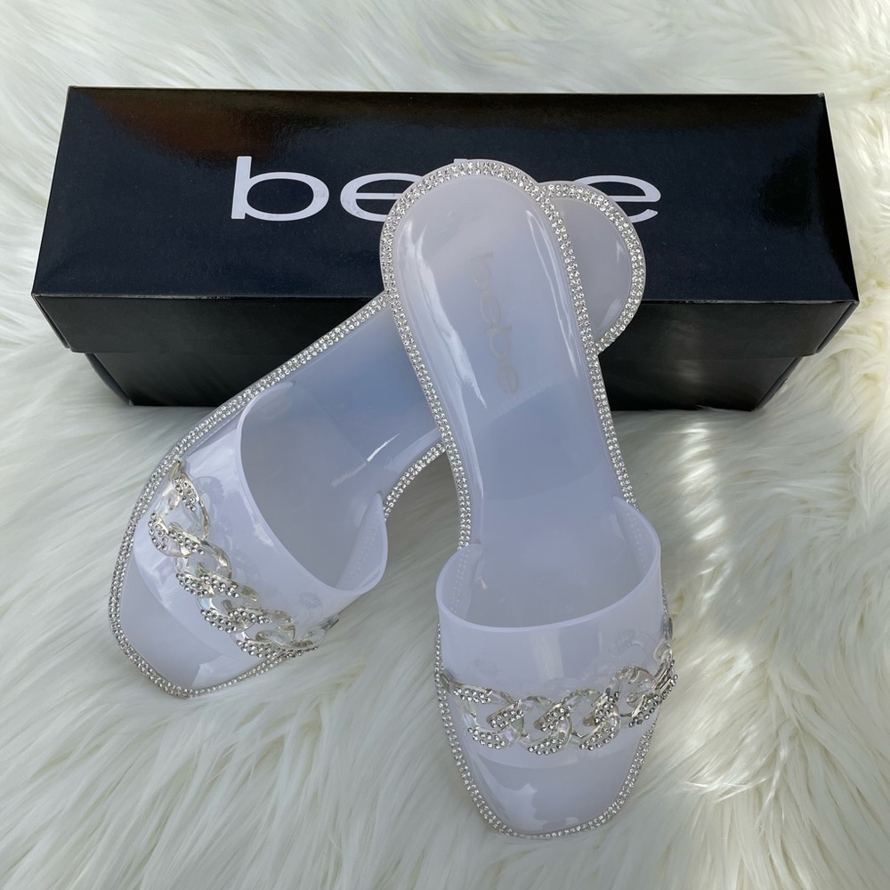 BEBE White Lacina Sandals Size 8